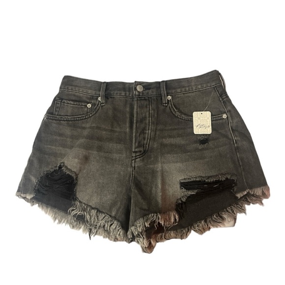 Sz 26 NWT Free People Buttonfly Black Denim Festival Shorts - Picture 3 of 4